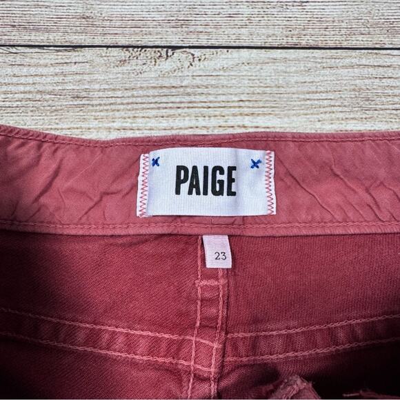 PAIGE Rust Red Orange Jimmy Jimmy Jean Shorts Cuffed Hem Raw Hem Women's 23 - Picture 6 of 11
